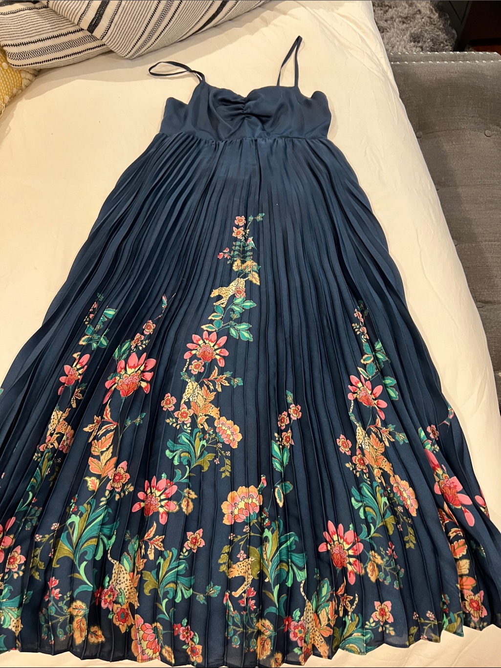 Beautiful Navy Caballero Pleated Floral Dress